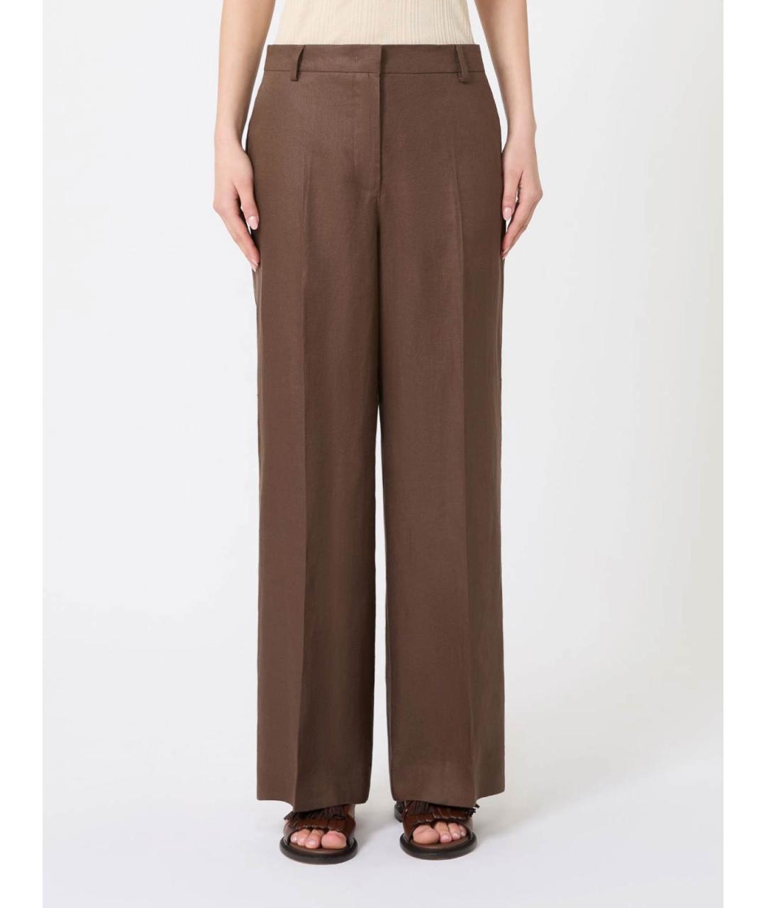 WEEKEND MAX MARA Коричневые вискозные прямые брюки, фото 4