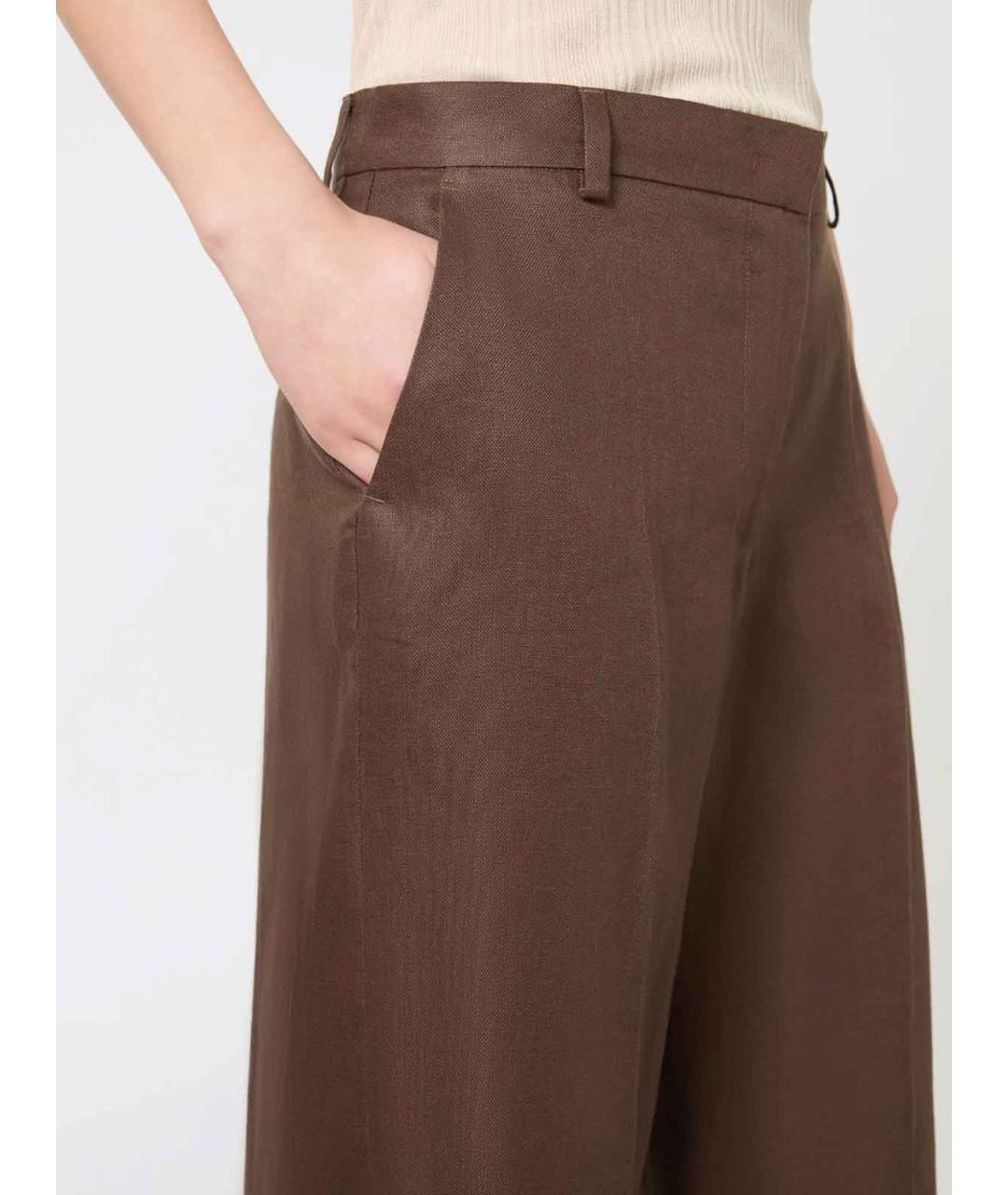 WEEKEND MAX MARA Коричневые вискозные прямые брюки, фото 2