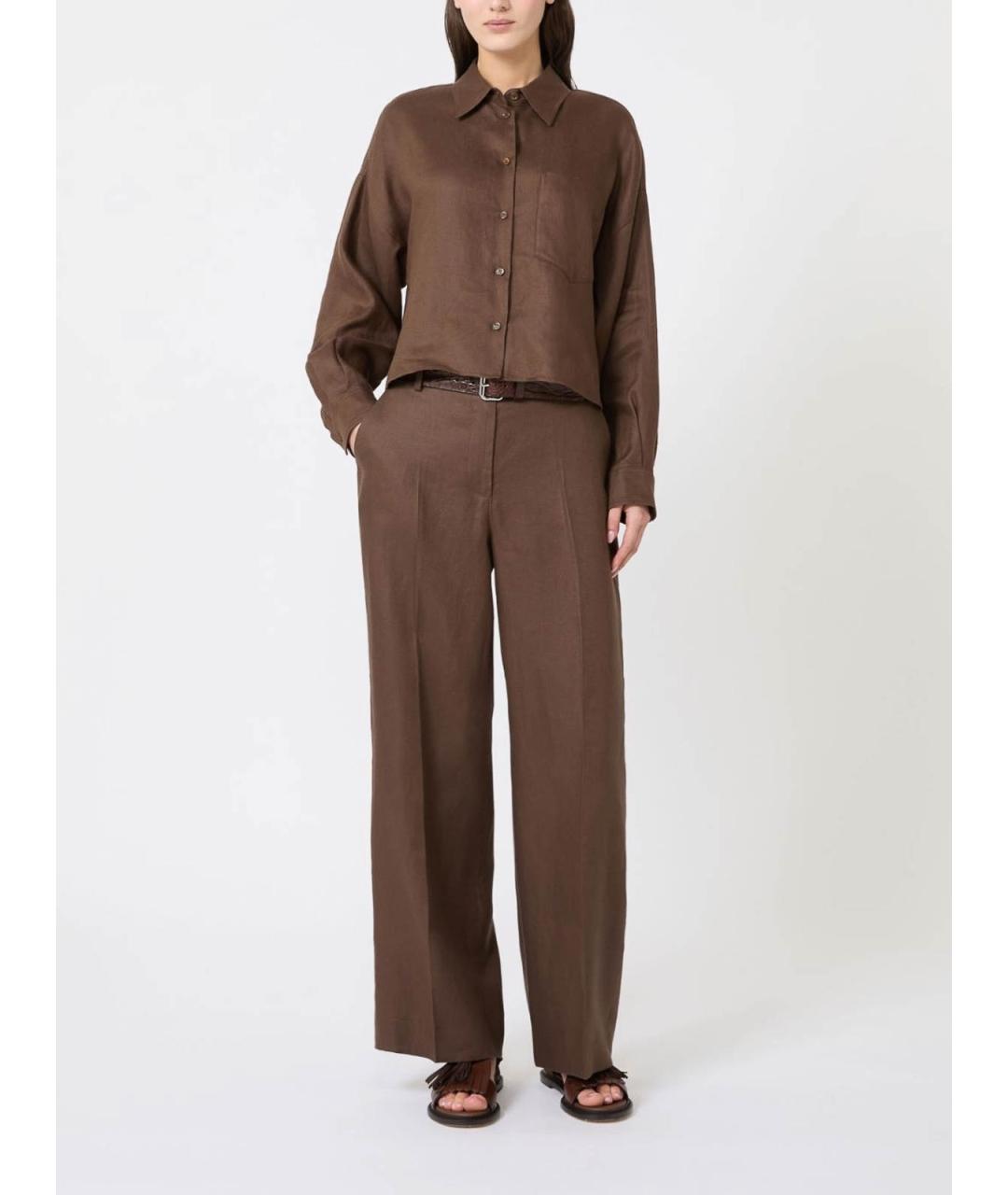 WEEKEND MAX MARA Коричневые вискозные прямые брюки, фото 5