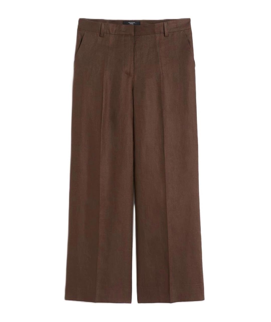 WEEKEND MAX MARA Коричневые вискозные прямые брюки, фото 1