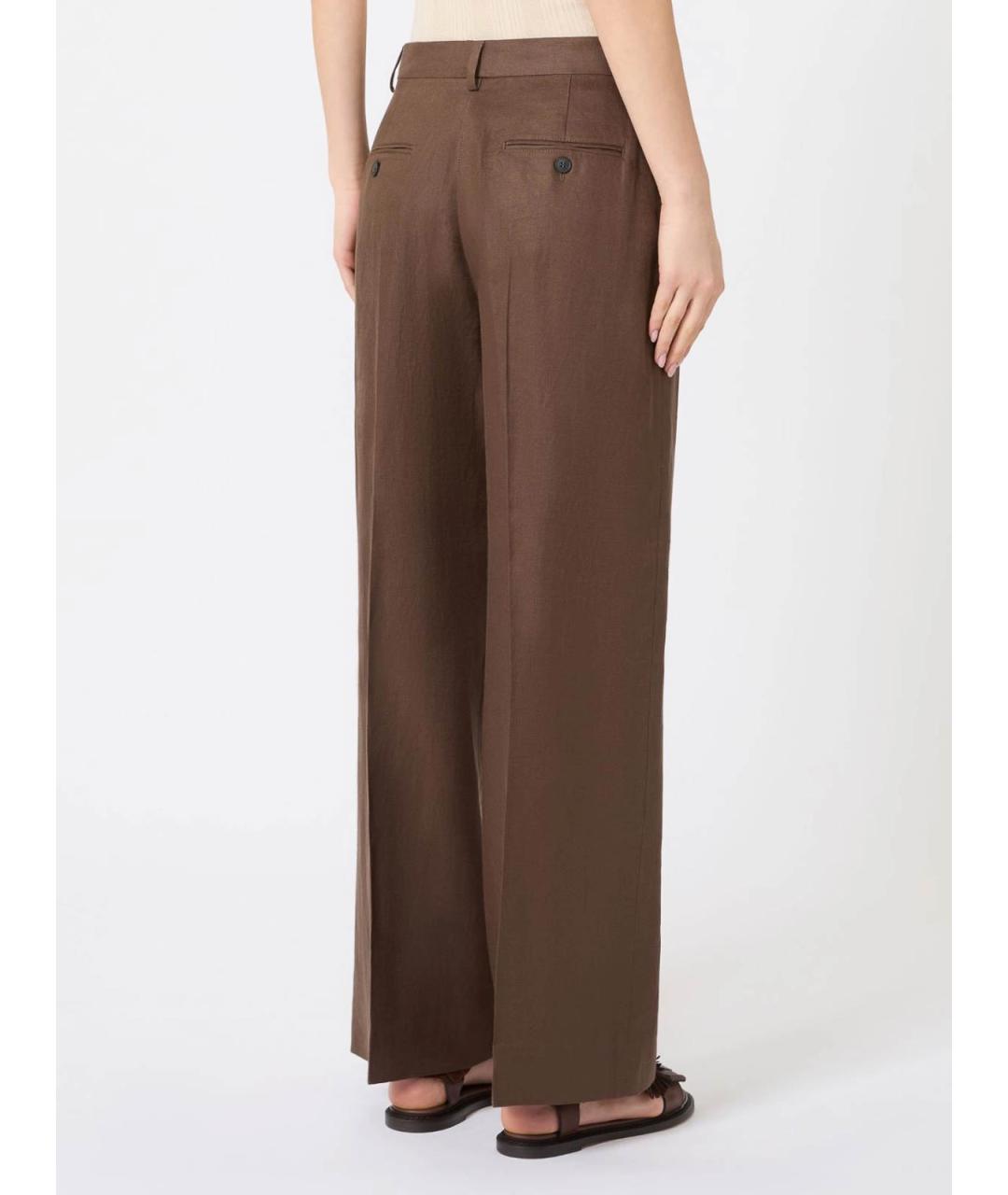 WEEKEND MAX MARA Коричневые вискозные прямые брюки, фото 3