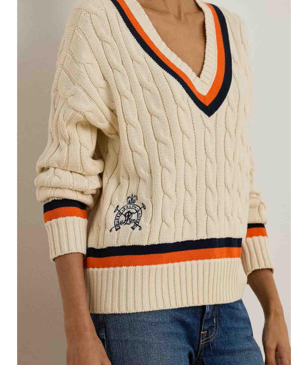RALPH LAUREN Бежевый вискозный джемпер / свитер, фото 4