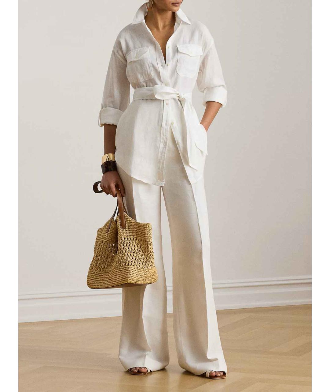 RALPH LAUREN Белая льняная рубашка, фото 3