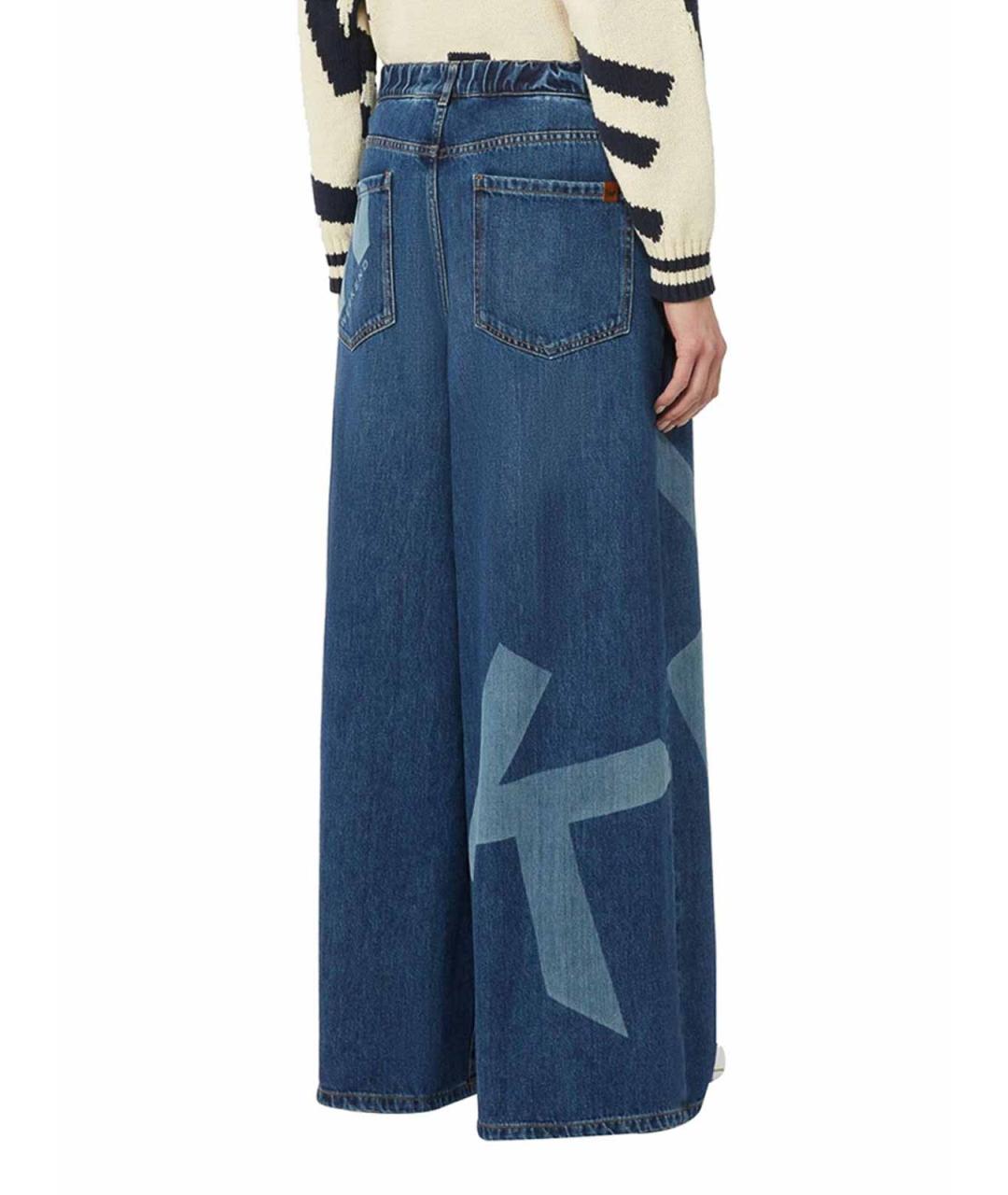 WEEKEND MAX MARA Синие хлопко-полиэстеровые джинсы клеш, фото 3
