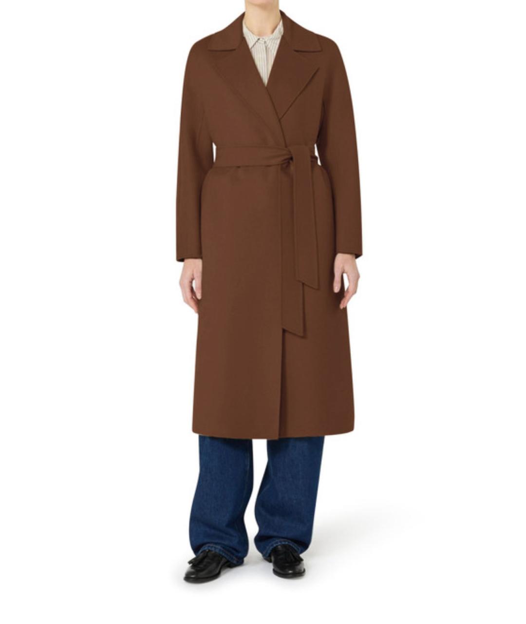 MAX MARA STUDIO Коричневое шерстяное пальто, фото 3