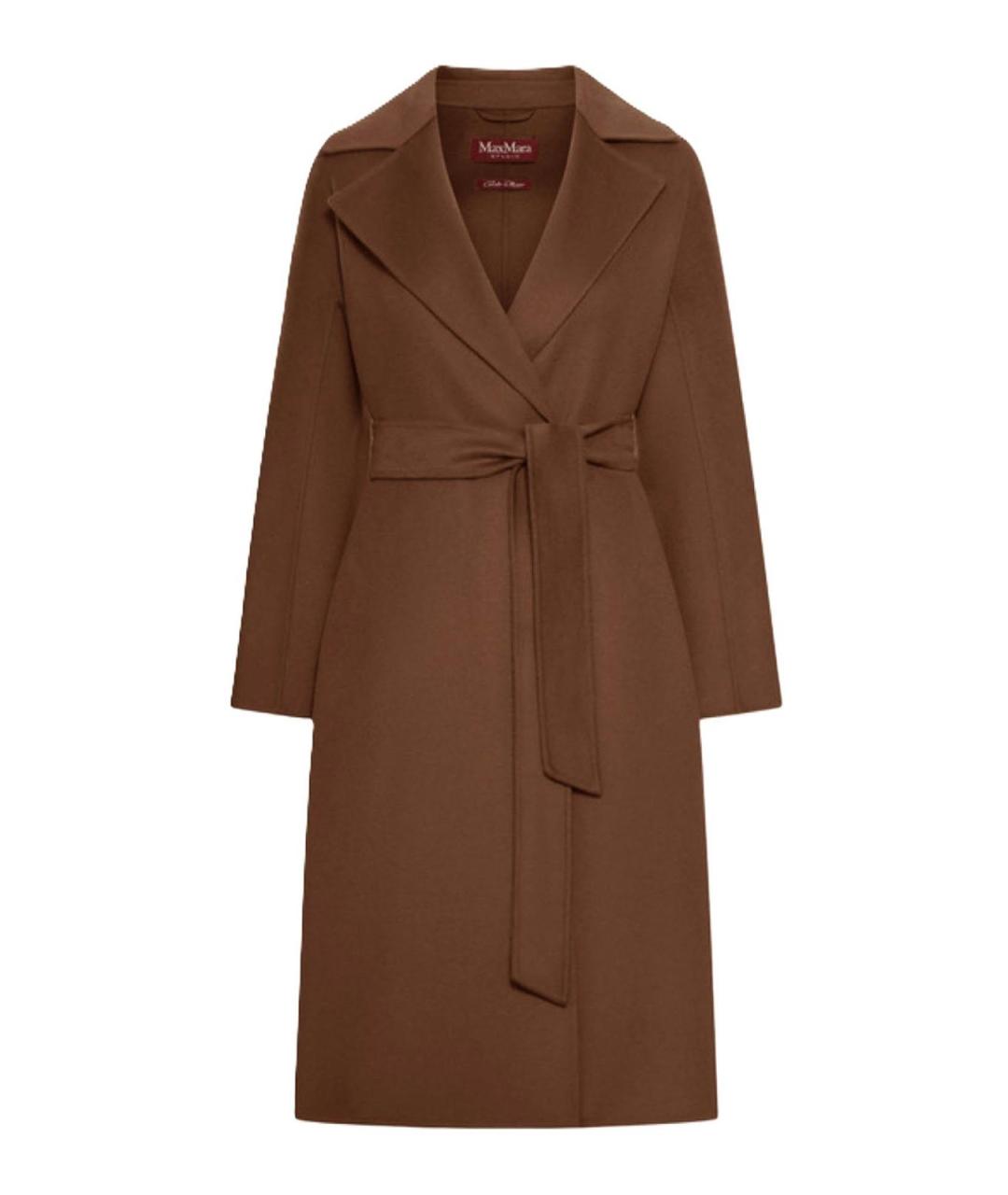 MAX MARA STUDIO Коричневое шерстяное пальто, фото 1