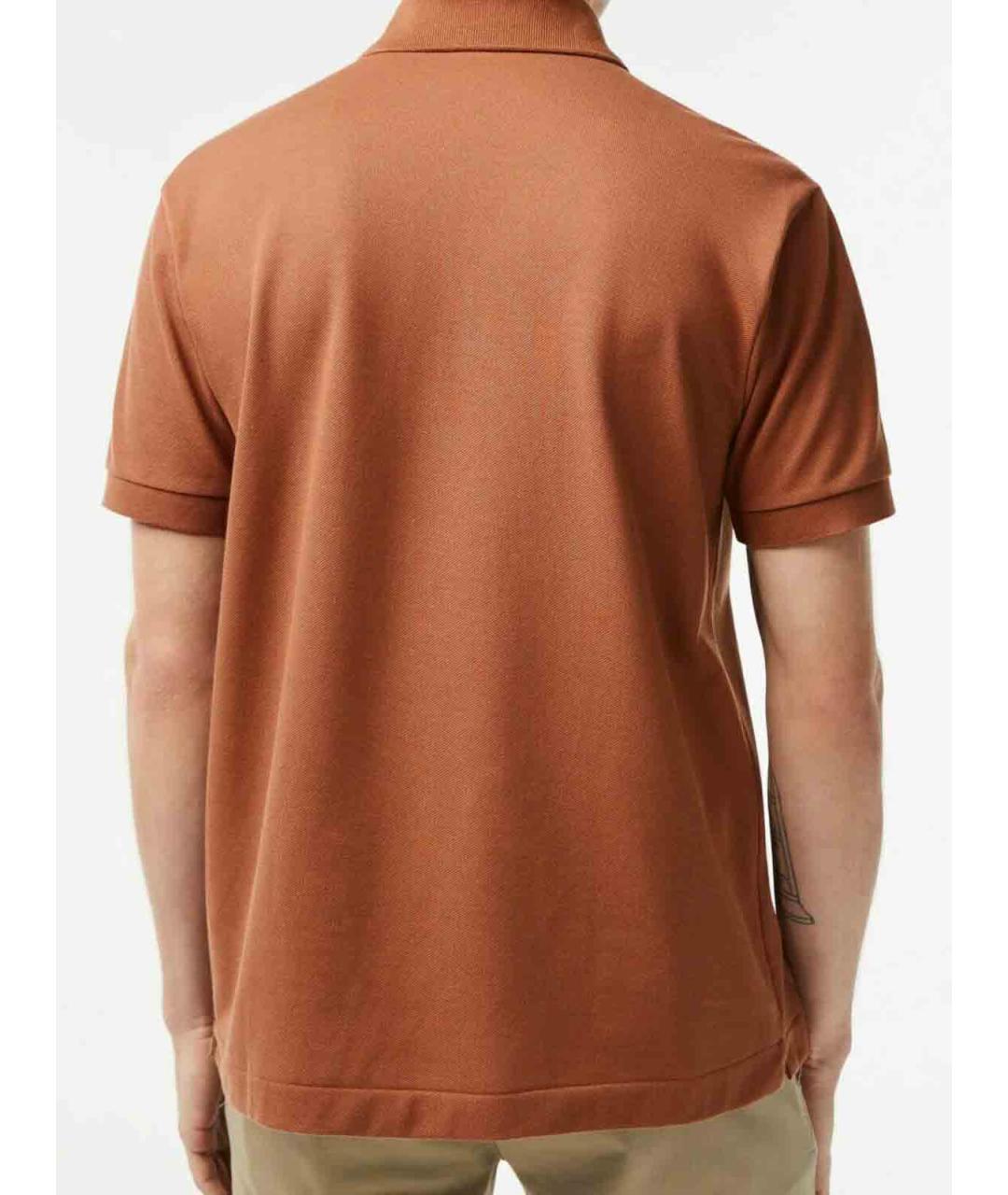LACOSTE Коричневое хлопко-полиэстеровое поло с коротким рукавом, фото 5