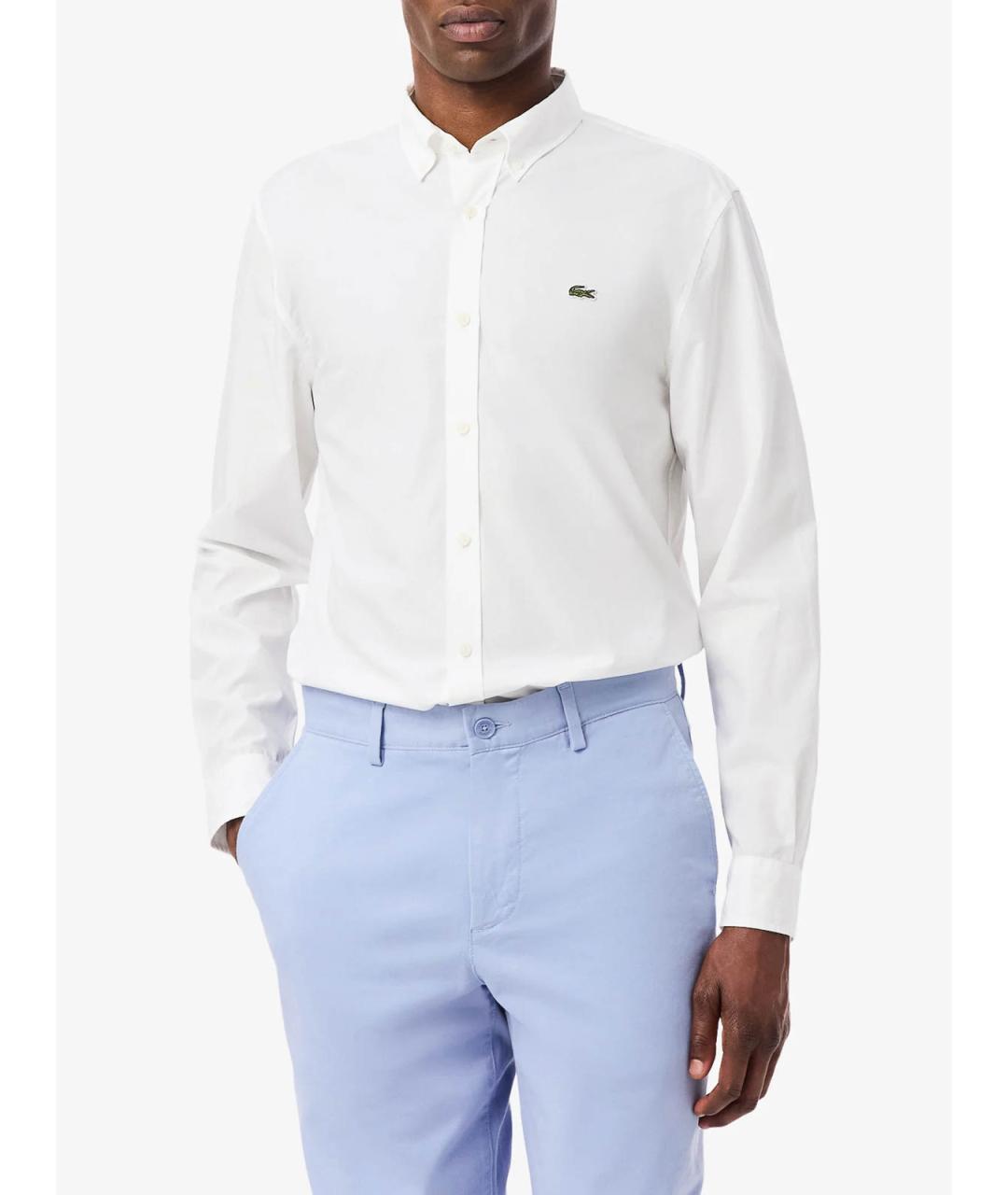 LACOSTE Белая хлопковая классическая рубашка, фото 4