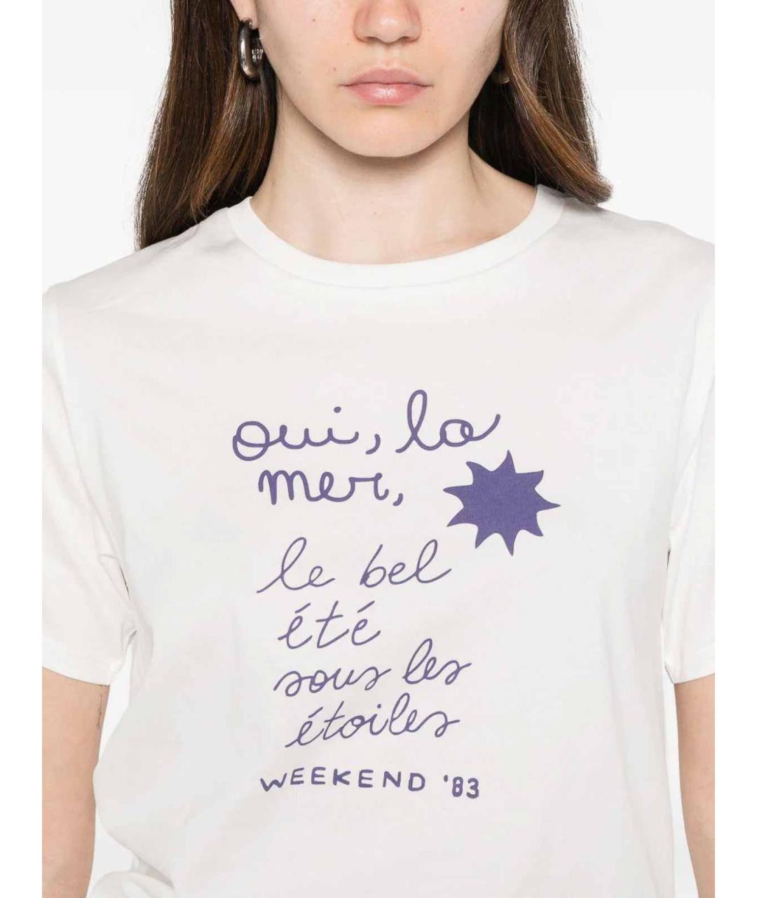 WEEKEND MAX MARA Белая хлопковая футболка, фото 5