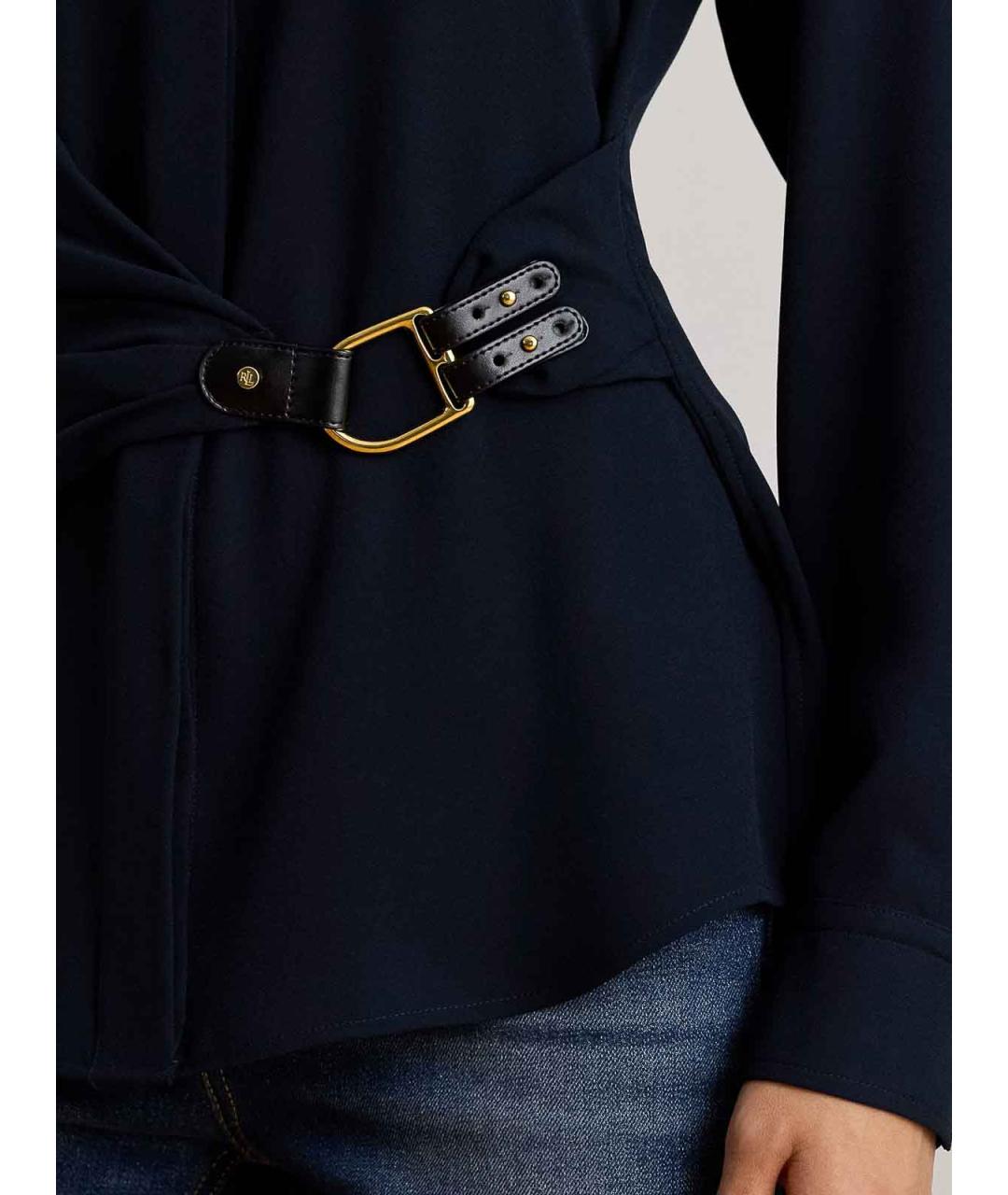 RALPH LAUREN Темно-синяя полиэстеровая рубашка, фото 4