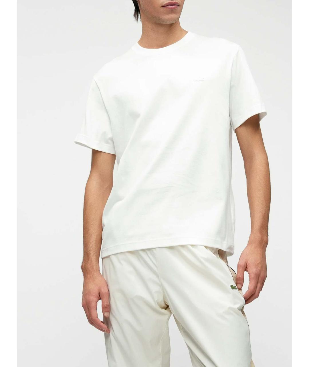 LACOSTE Белая хлопковая футболка, фото 4