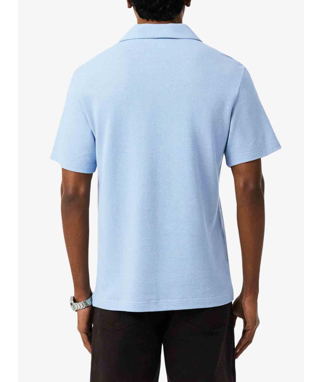 LACOSTE Голубое хлопко-льняное поло с коротким рукавом, фото 6