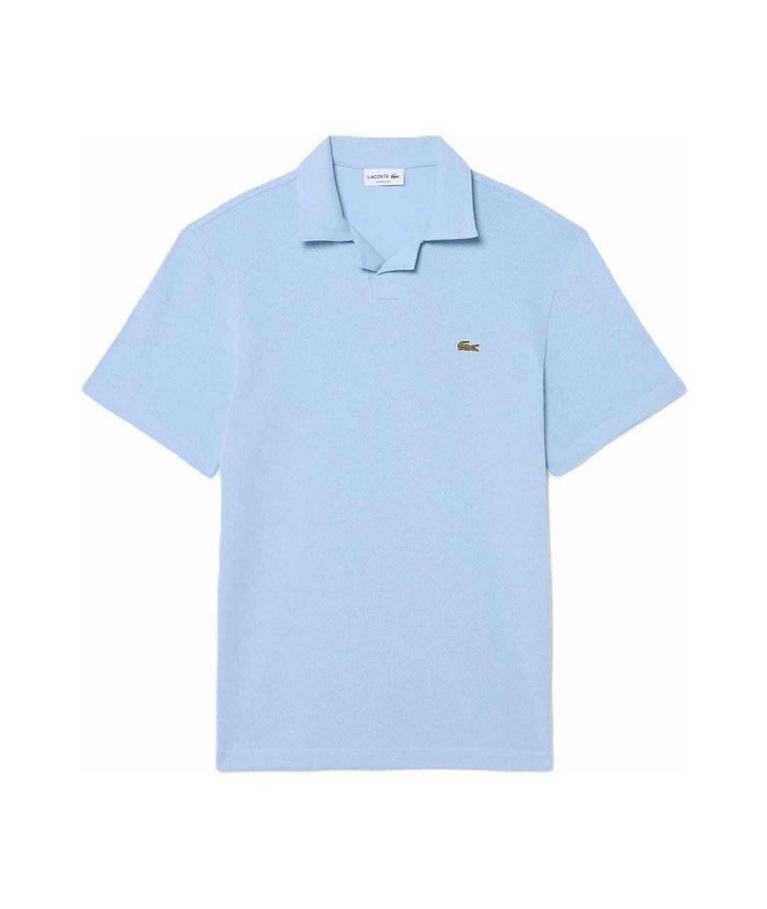 LACOSTE Голубое хлопко-льняное поло с коротким рукавом, фото 1