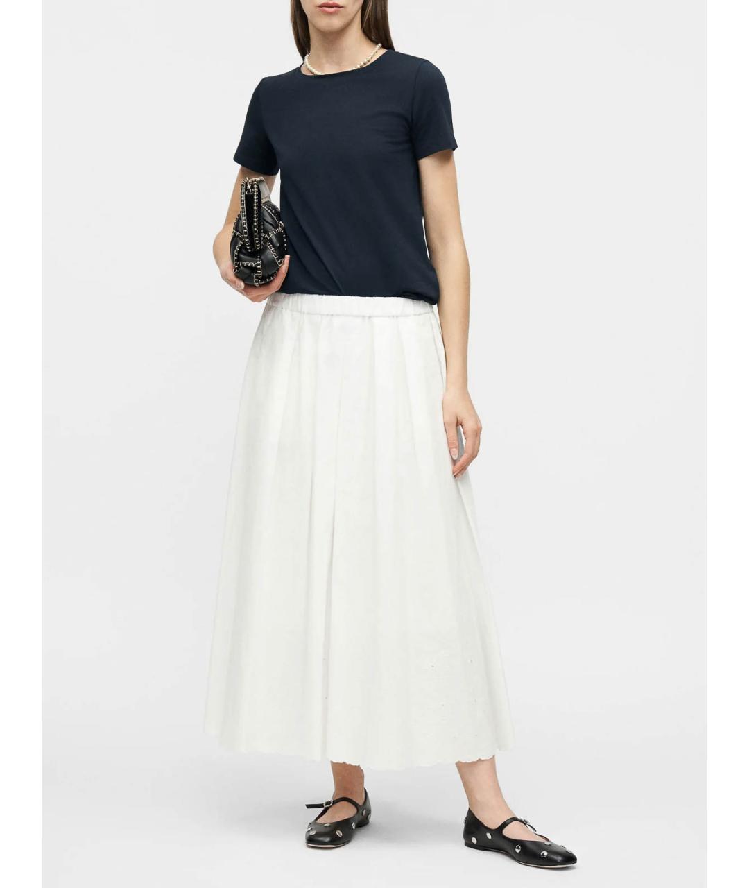 WEEKEND MAX MARA Белая хлопковая юбка миди, фото 3