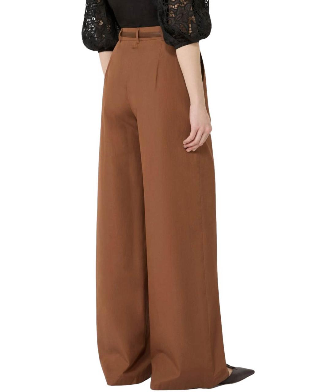 MAX MARA STUDIO Коричневые шерстяные брюки широкие, фото 4