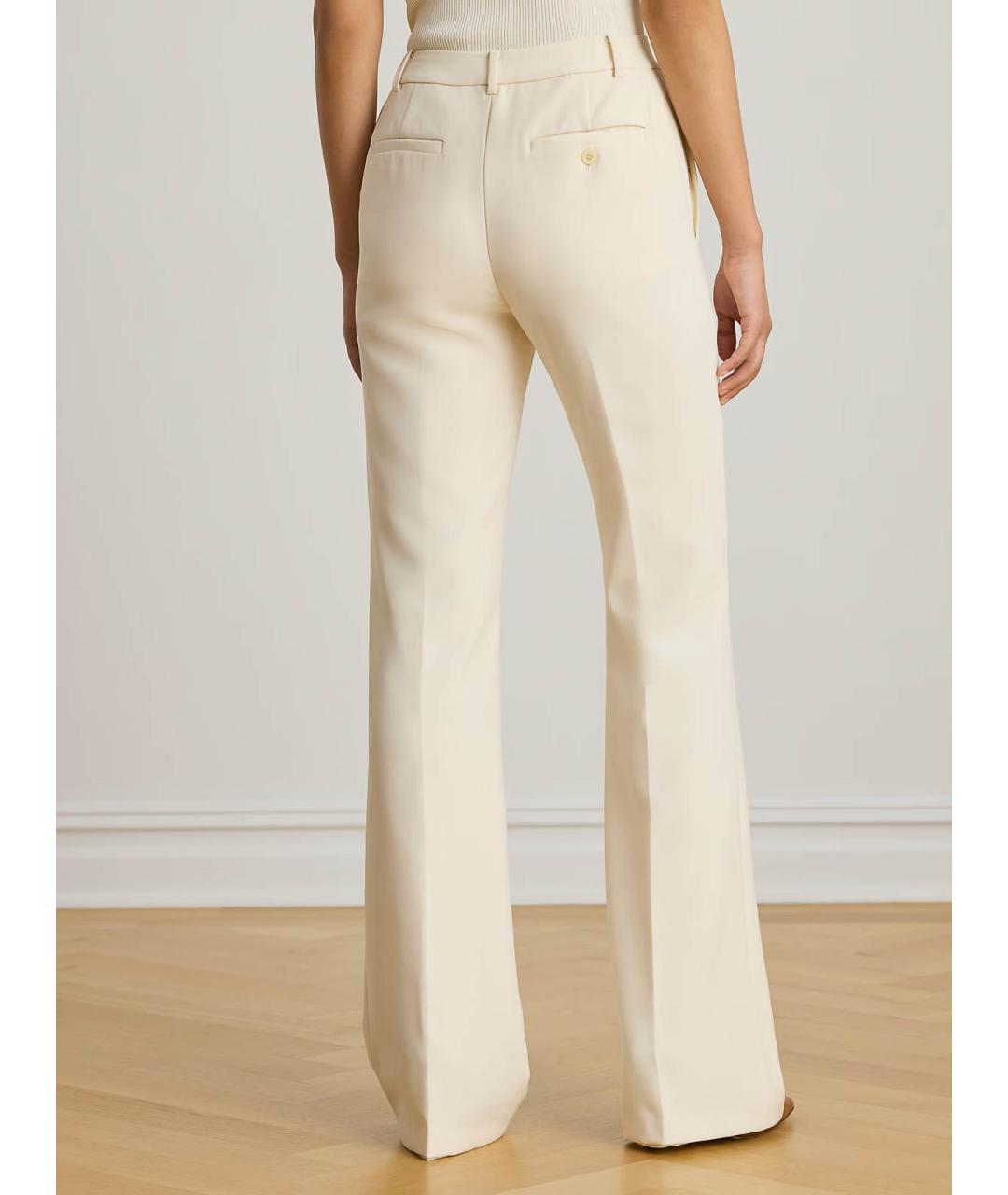 RALPH LAUREN Бежевые полиэстеровые брюки широкие, фото 4