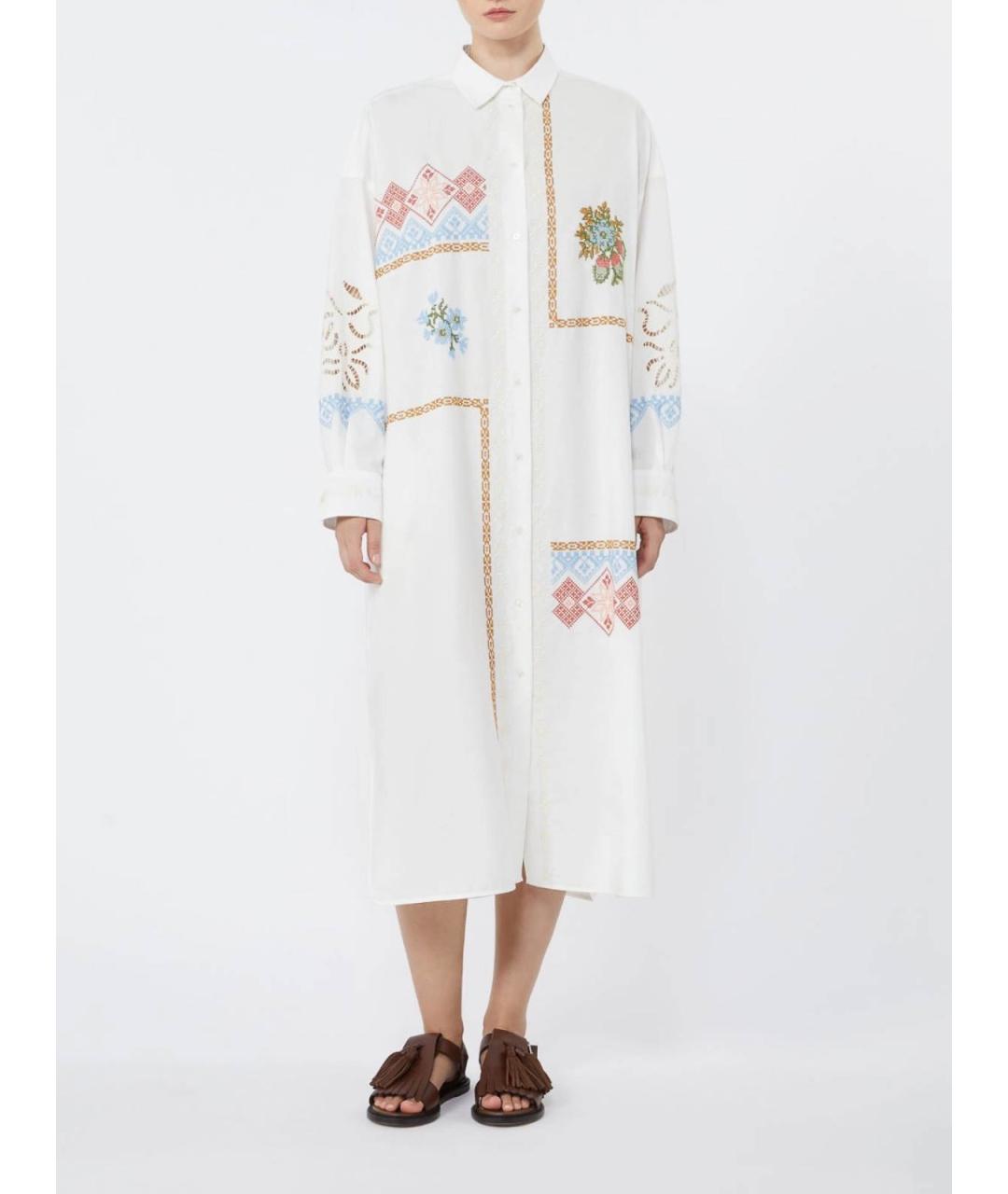 WEEKEND MAX MARA Белое хлопковое повседневное платье, фото 4