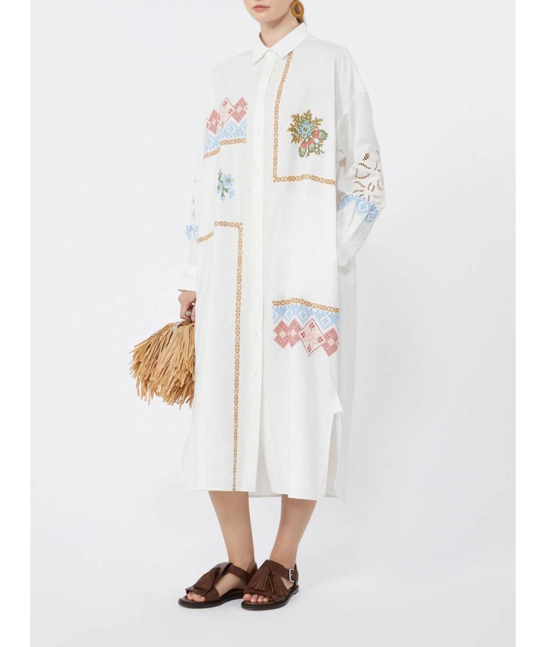 WEEKEND MAX MARA Белое хлопковое повседневное платье, фото 5