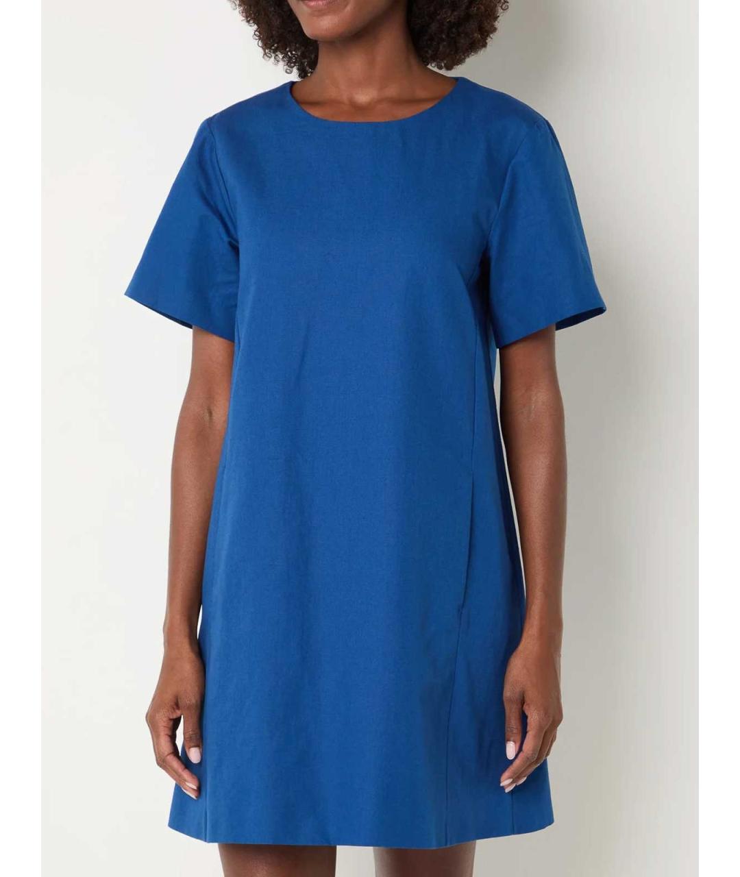 WEEKEND MAX MARA Синее хлопковое повседневное платье, фото 4