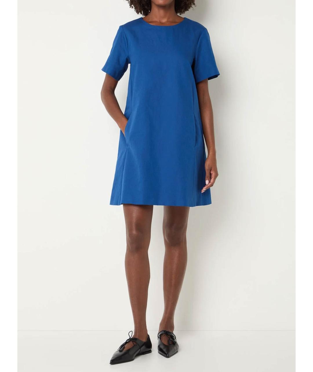 WEEKEND MAX MARA Синее хлопковое повседневное платье, фото 2