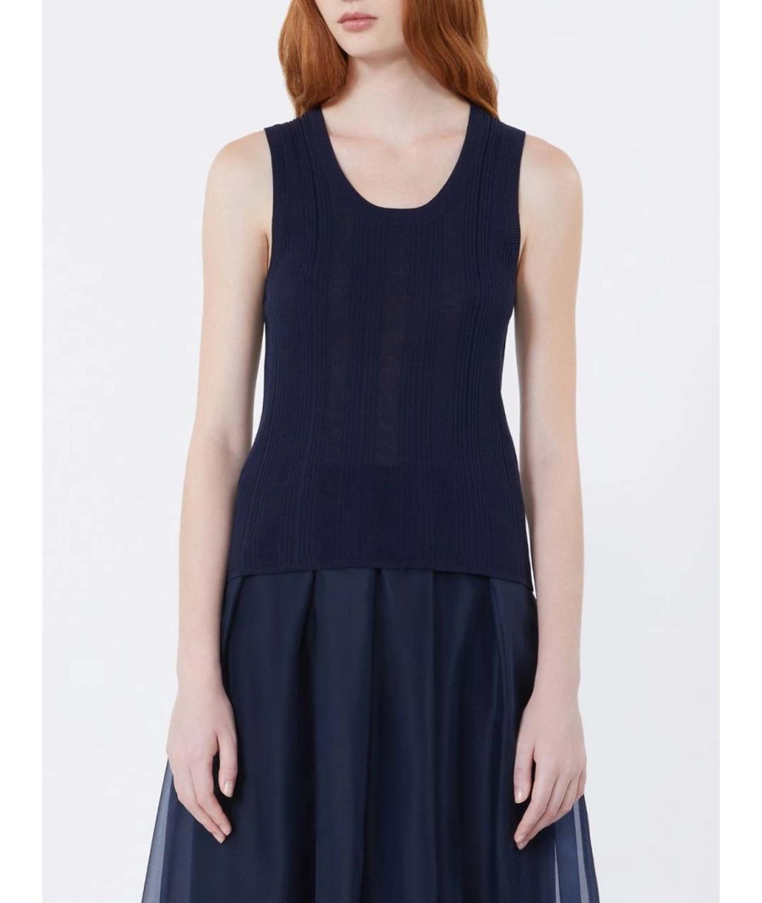WEEKEND MAX MARA Синяя хлопковая майка, фото 4