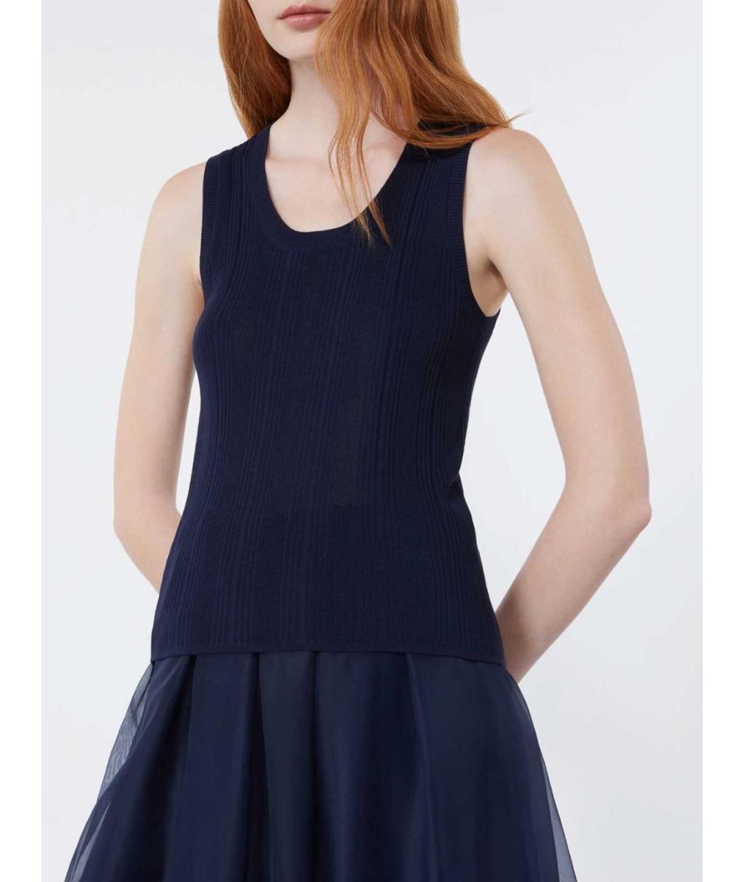 WEEKEND MAX MARA Синяя хлопковая майка, фото 2