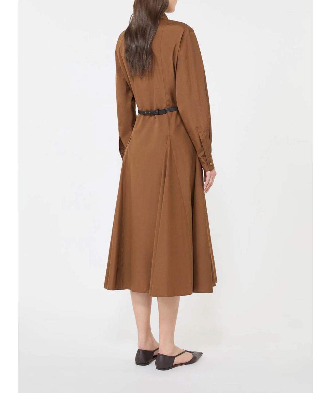 MAX MARA STUDIO Коричневое полиэстеровое повседневное платье, фото 4