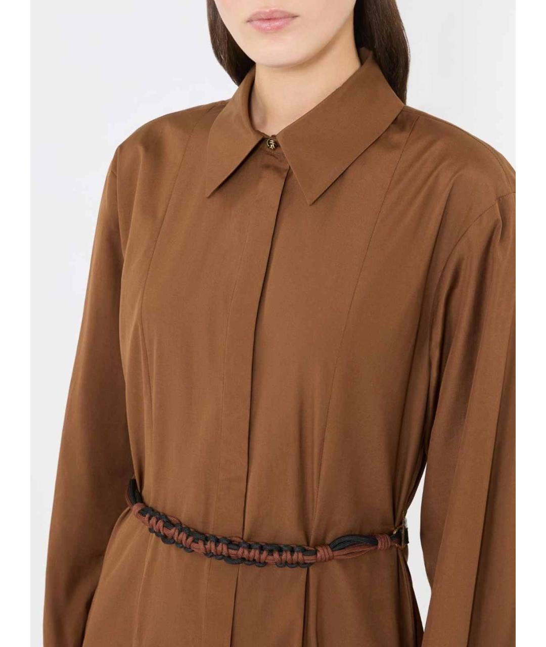MAX MARA STUDIO Коричневое полиэстеровое повседневное платье, фото 5