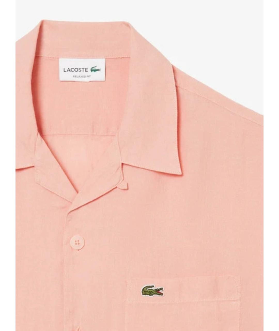 LACOSTE Розовая льняная кэжуал рубашка, фото 2