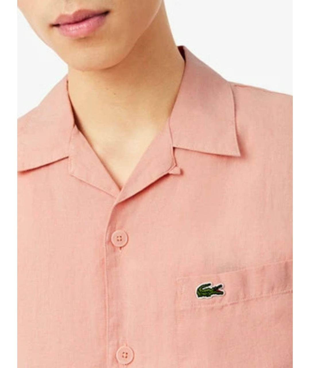 LACOSTE Розовая льняная кэжуал рубашка, фото 4