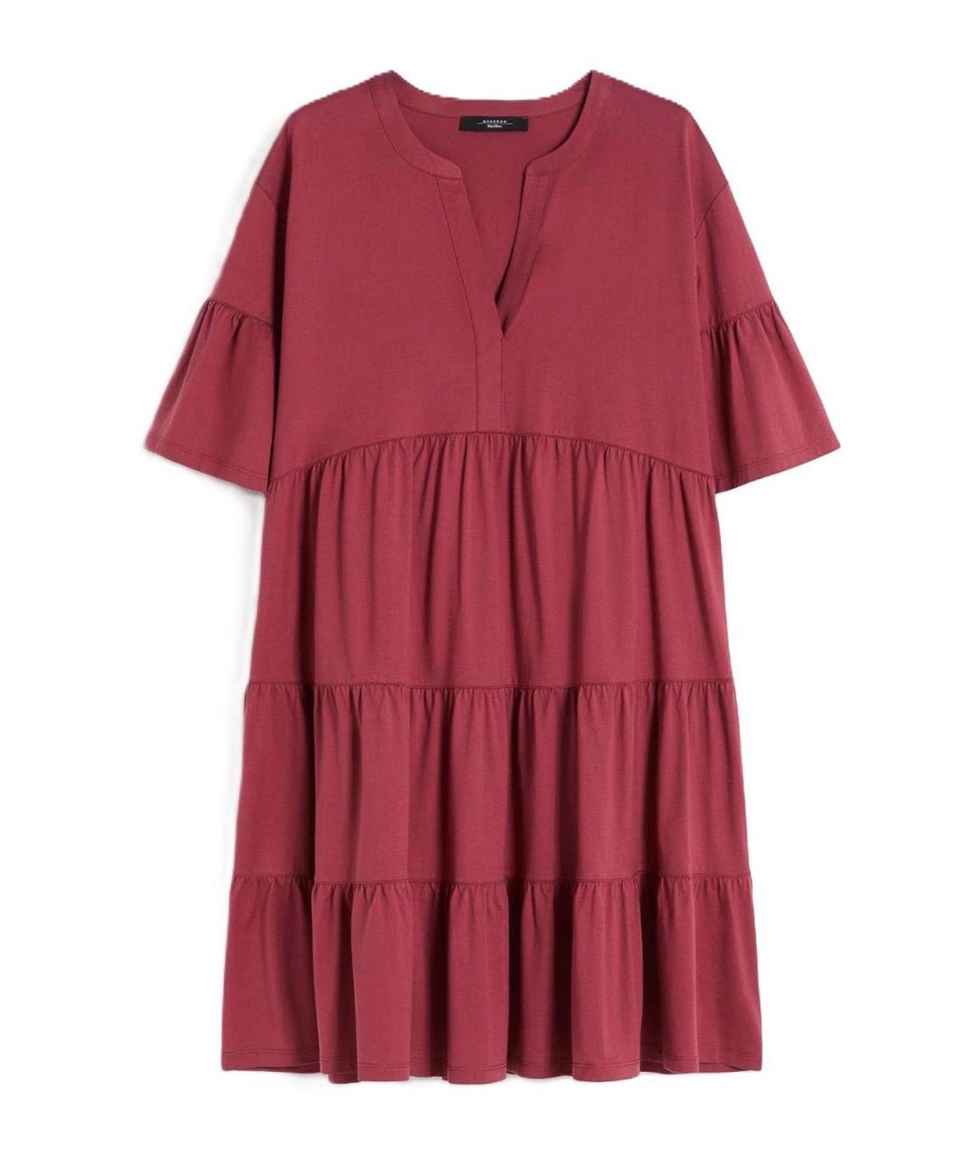 WEEKEND MAX MARA Бордовое хлопковое повседневное платье, фото 1