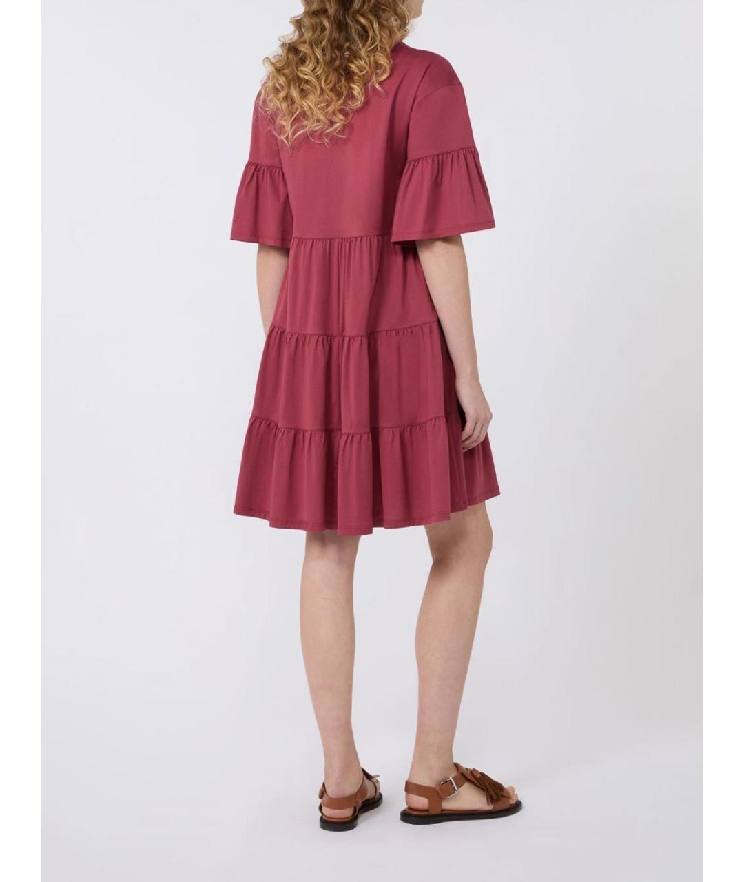 WEEKEND MAX MARA Бордовое хлопковое повседневное платье, фото 4