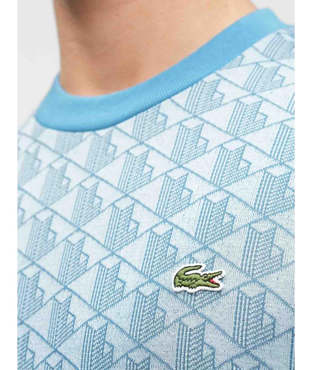 LACOSTE Голубая хлопко-полиэстеровая футболка, фото 2