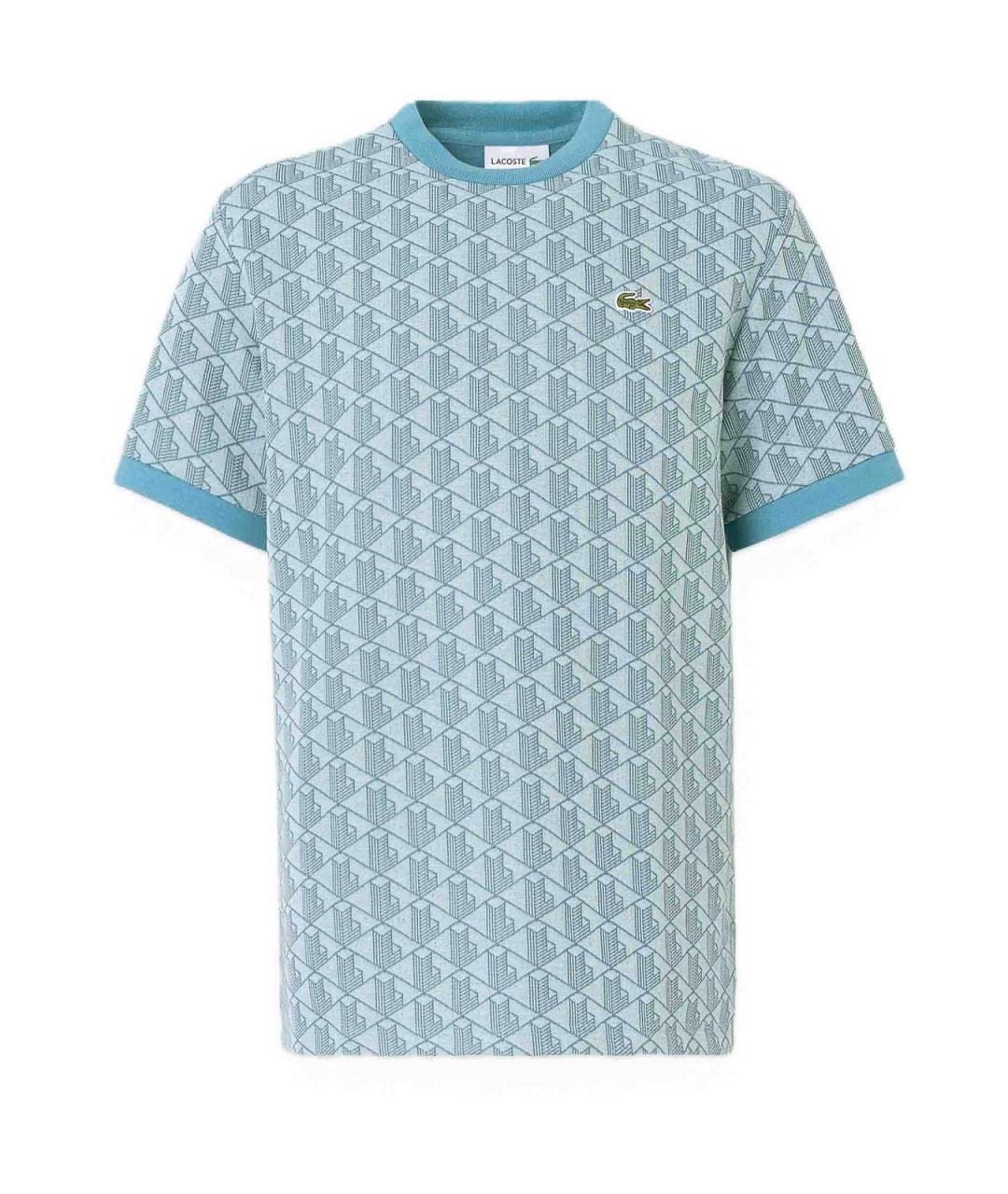 LACOSTE Голубая хлопко-полиэстеровая футболка, фото 1