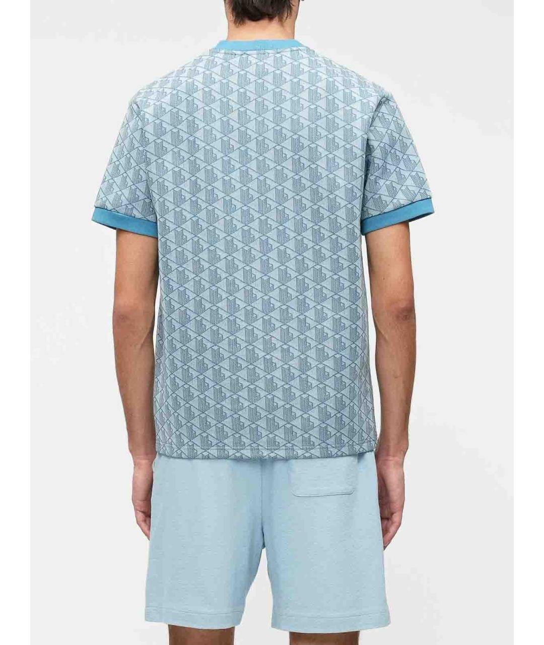 LACOSTE Голубая хлопко-полиэстеровая футболка, фото 5