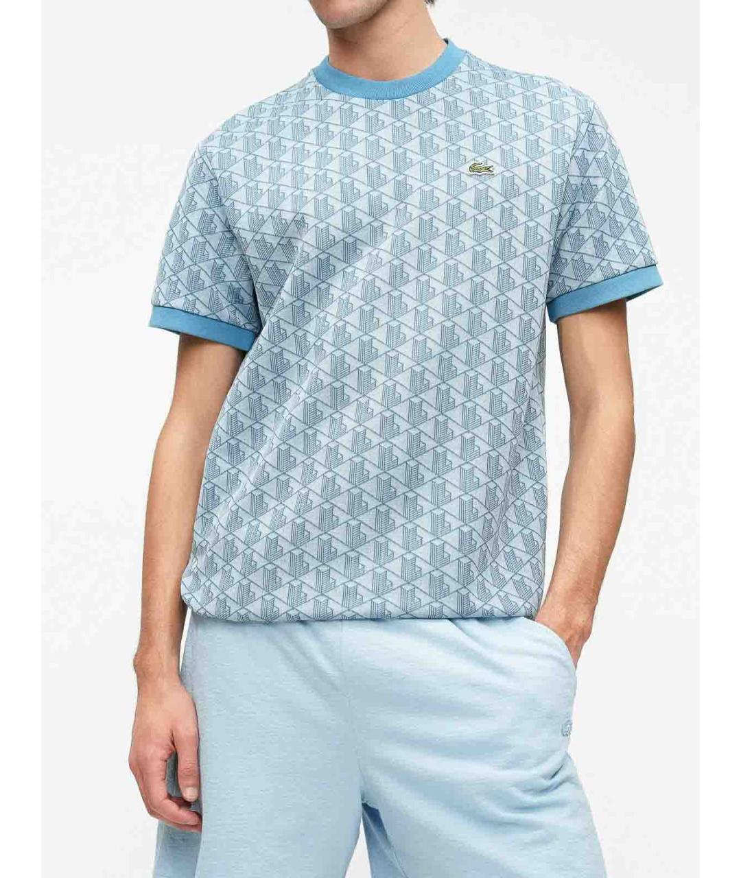 LACOSTE Голубая хлопко-полиэстеровая футболка, фото 6