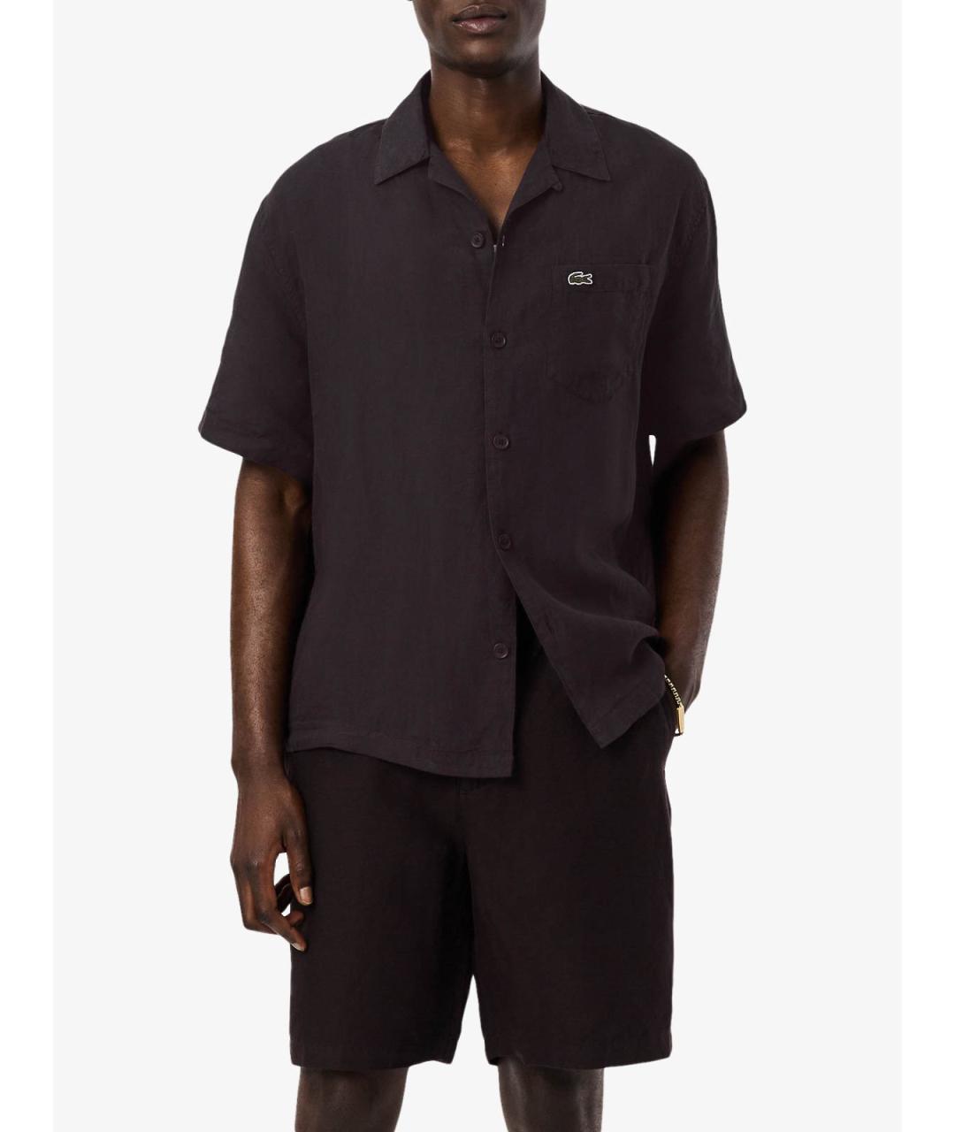LACOSTE Коричневая льняная кэжуал рубашка, фото 4