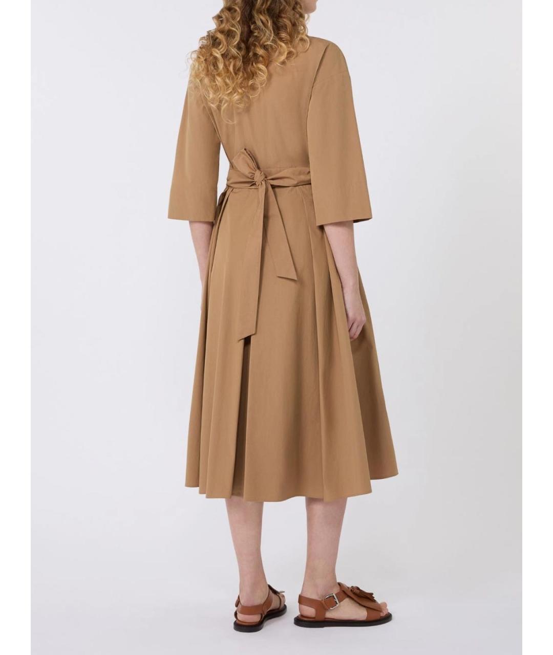 WEEKEND MAX MARA Коричневое хлопковое повседневное платье, фото 3