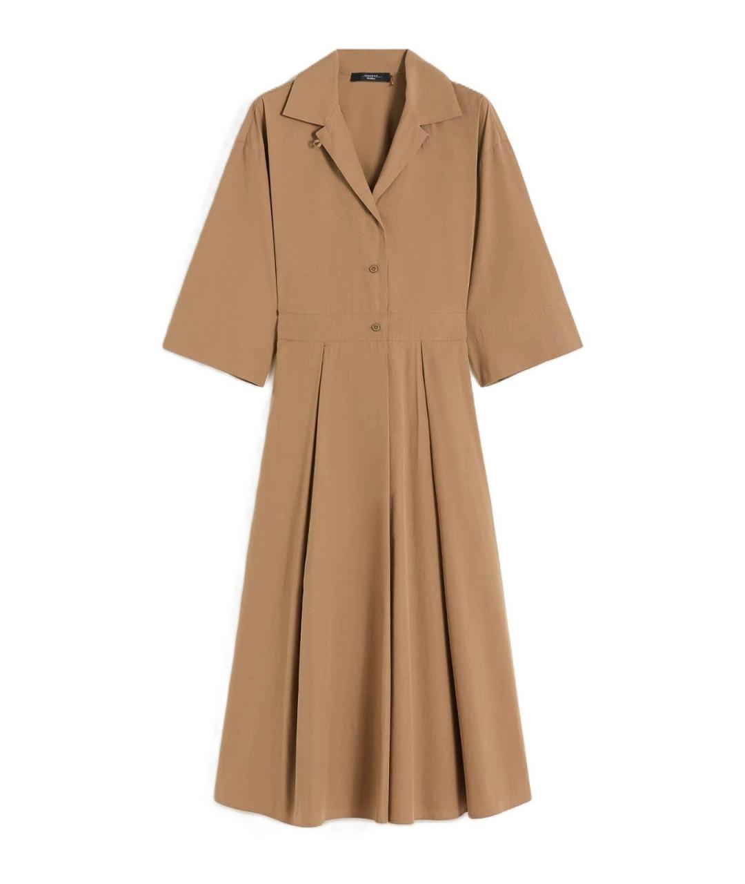 WEEKEND MAX MARA Коричневое хлопковое повседневное платье, фото 1
