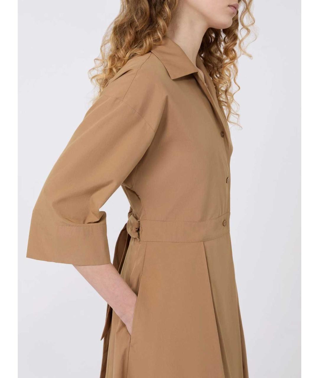 WEEKEND MAX MARA Коричневое хлопковое повседневное платье, фото 2