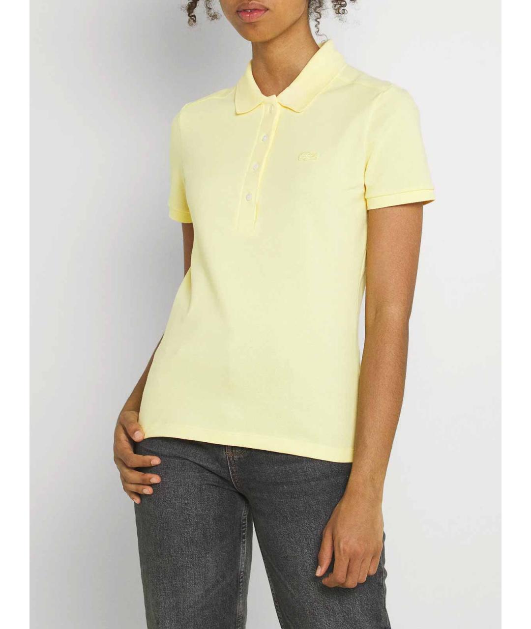 LACOSTE Желтая хлопковая футболка, фото 4