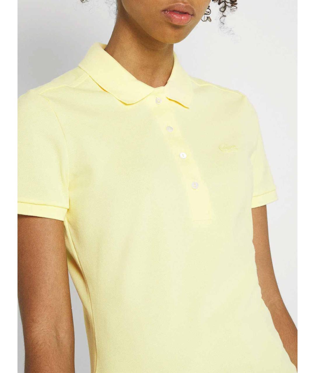 LACOSTE Желтая хлопковая футболка, фото 3
