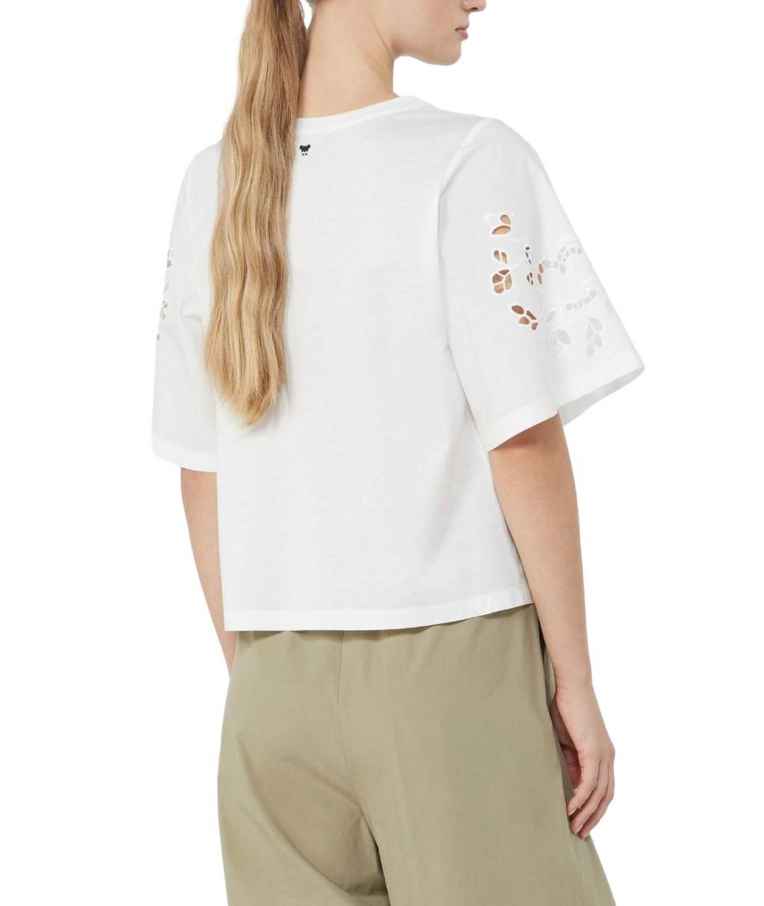 WEEKEND MAX MARA Белая хлопковая футболка, фото 3