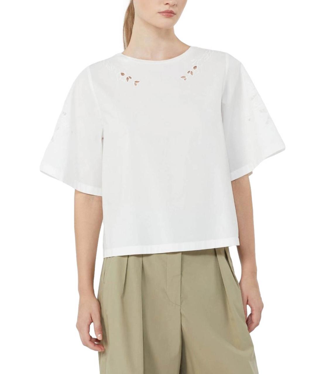 WEEKEND MAX MARA Белая хлопковая футболка, фото 2