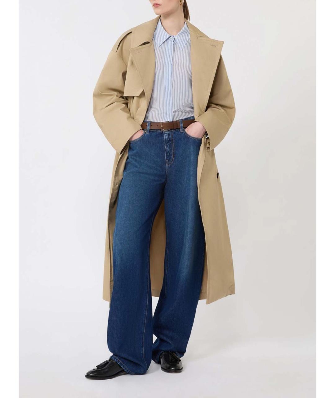 MAX MARA STUDIO Синие хлопковые прямые джинсы, фото 2