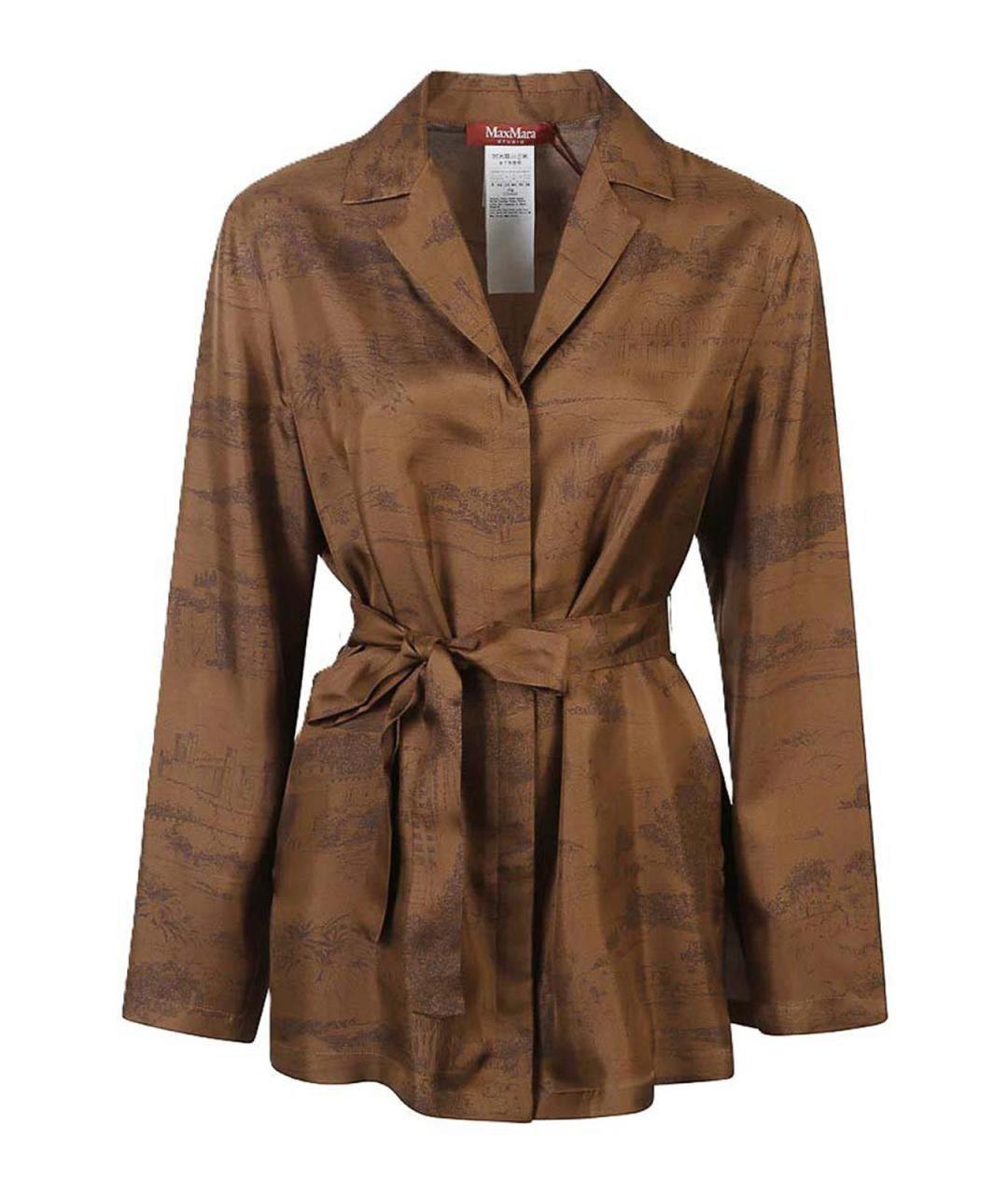 MAX MARA STUDIO Коричневая хлопковая рубашка, фото 1