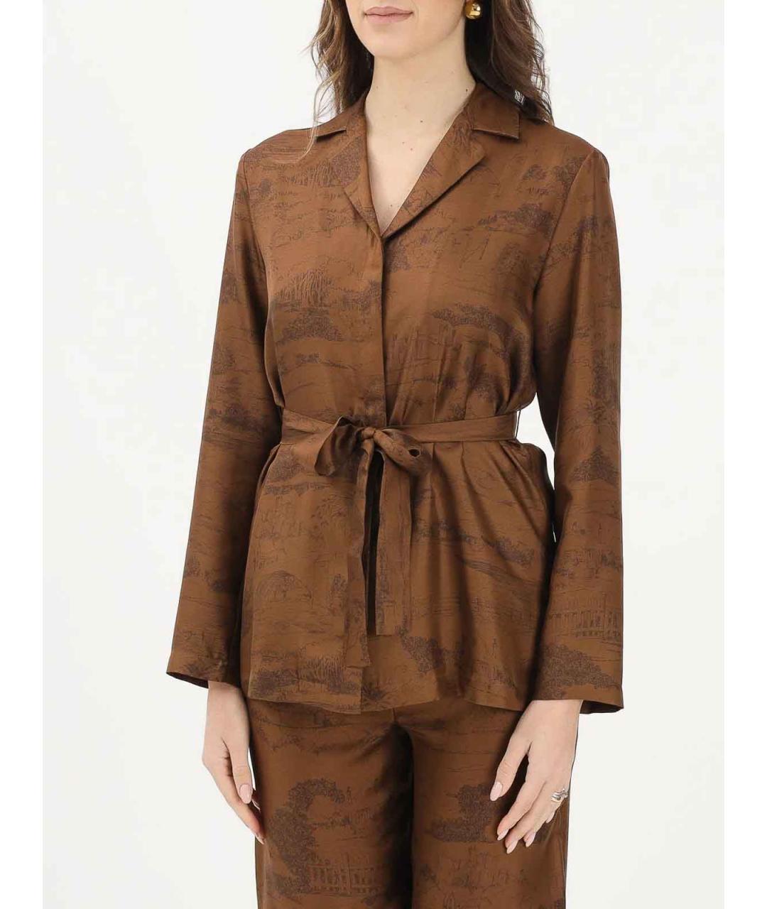 MAX MARA STUDIO Коричневая хлопковая рубашка, фото 3