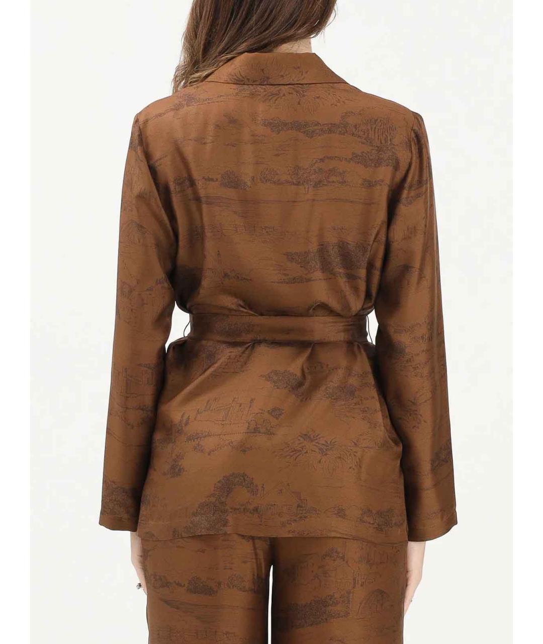 MAX MARA STUDIO Коричневая хлопковая рубашка, фото 6