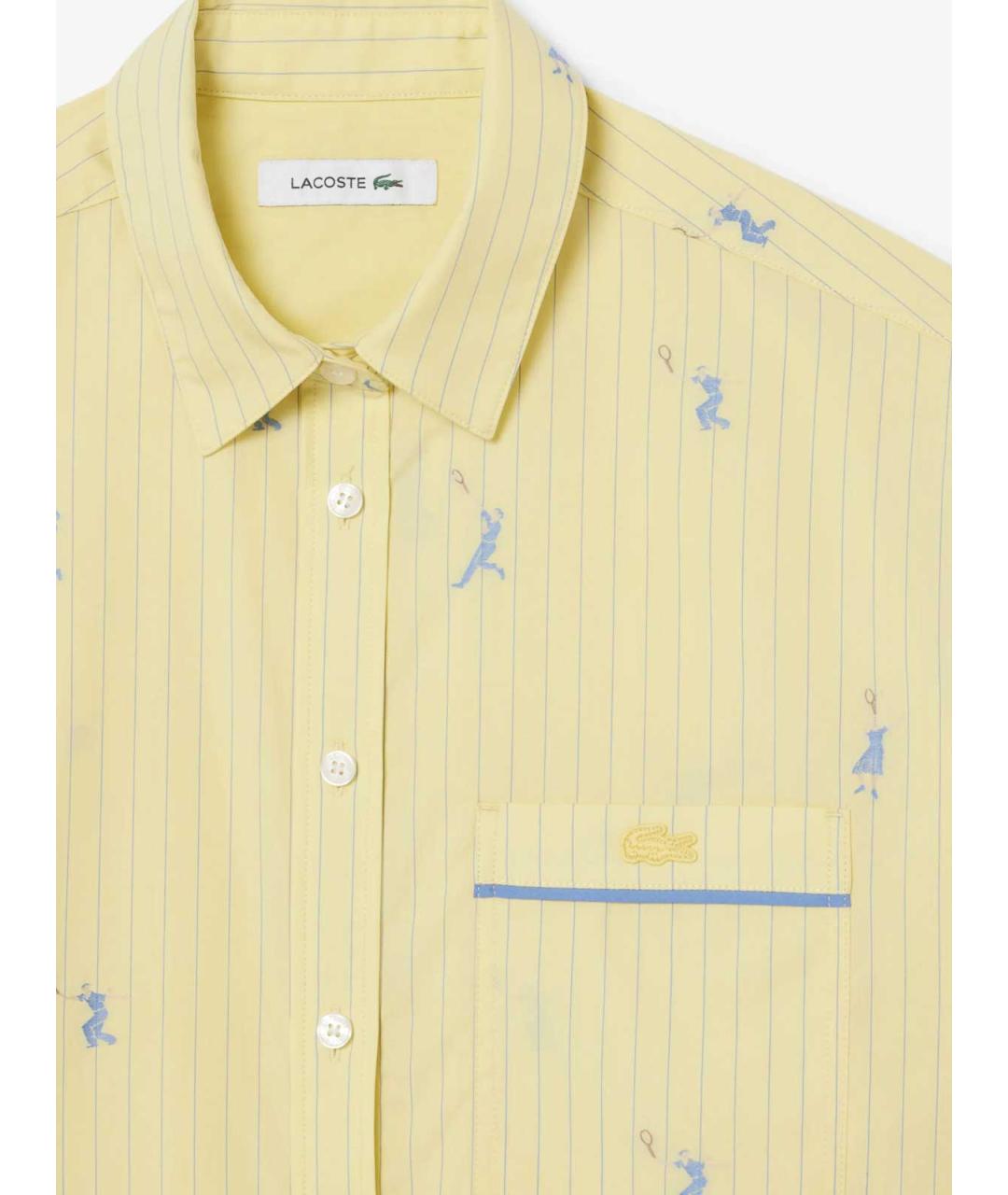 LACOSTE Желтая хлопковая рубашка, фото 2