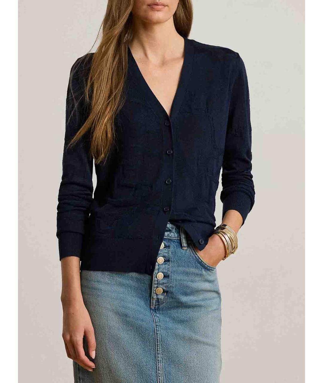 RALPH LAUREN Синий вискозный кардиган, фото 2